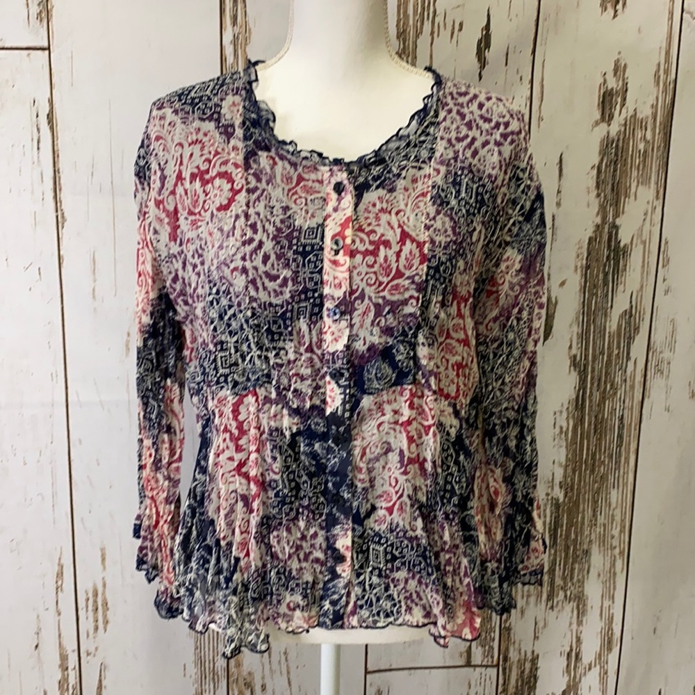Coldwater Creek Long Sleeve Crinkle Blouse